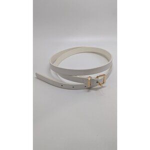 Juicy Couture Ivory Faux-Leather Belt with Gold Buckle
